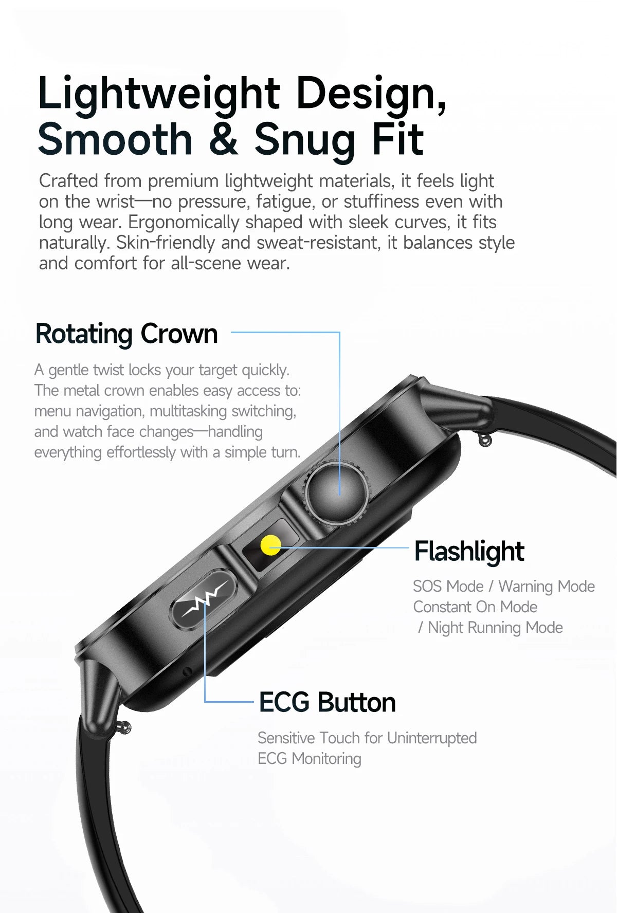 Men’s ECG Health Monitoring Smartwatch with Bluetooth Call