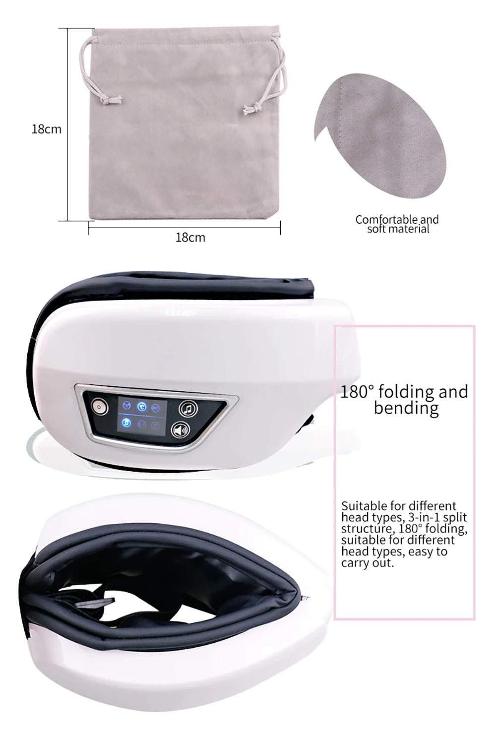 Folding Eye Massager with Vibration, Heat & Air Compression