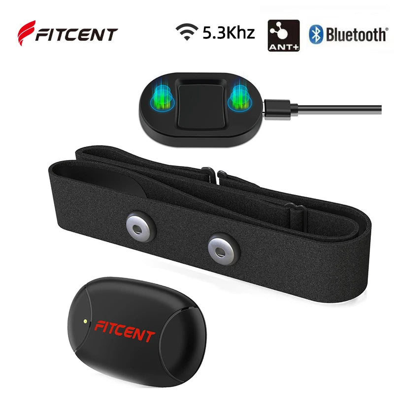FITCENT Rechargeable Bluetooth Heart Rate Monitor Chest Strap