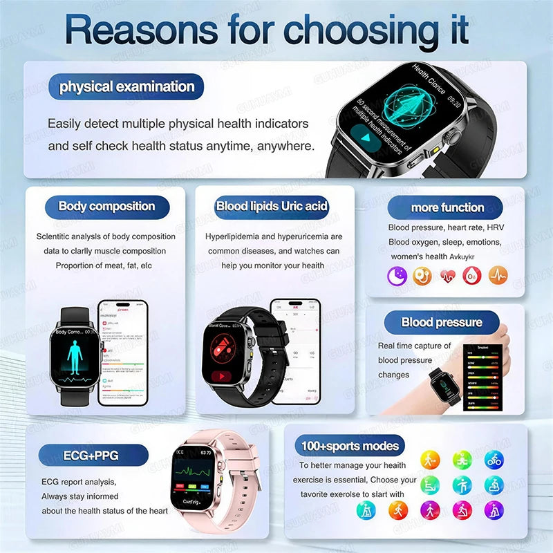 Men’s ECG Health Monitoring Smartwatch with Bluetooth Call