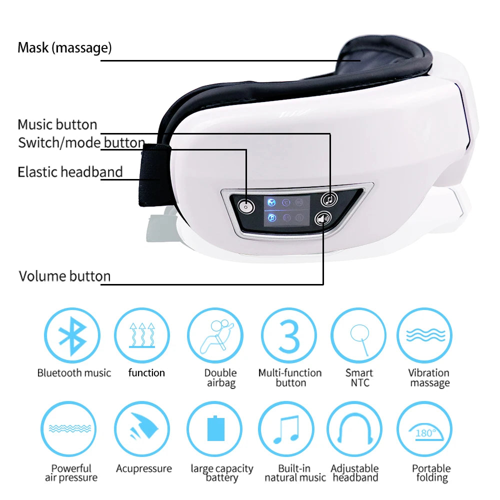 Folding Eye Massager with Vibration, Heat & Air Compression