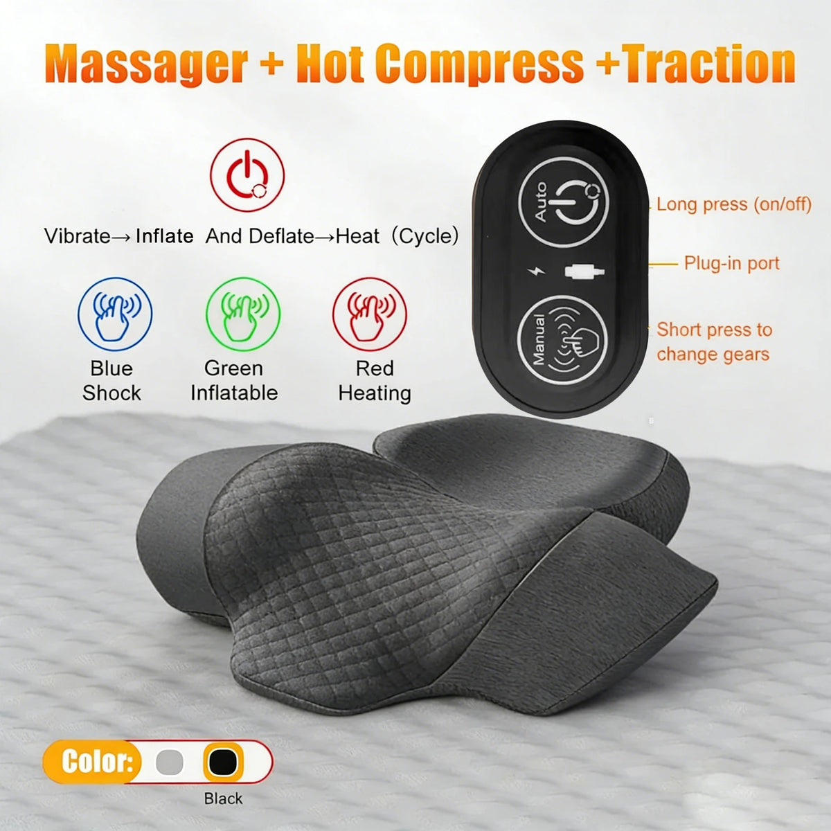 Electric Neck Massager Pillow with Heat & Vibration
