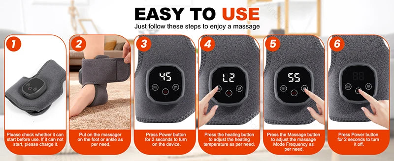 Electric Ankle Massager with Heating and Vibration Wireless Foot Ankle Massager
