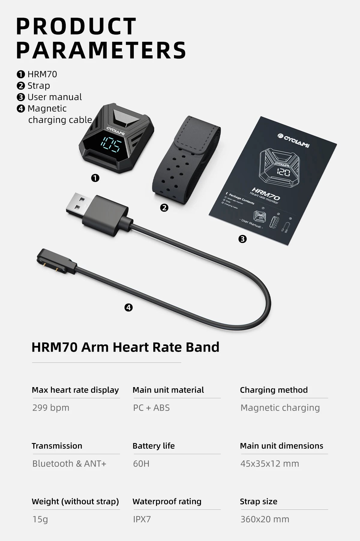 CYCLAMI Bluetooth ANT Heart Rate Monitor Armband