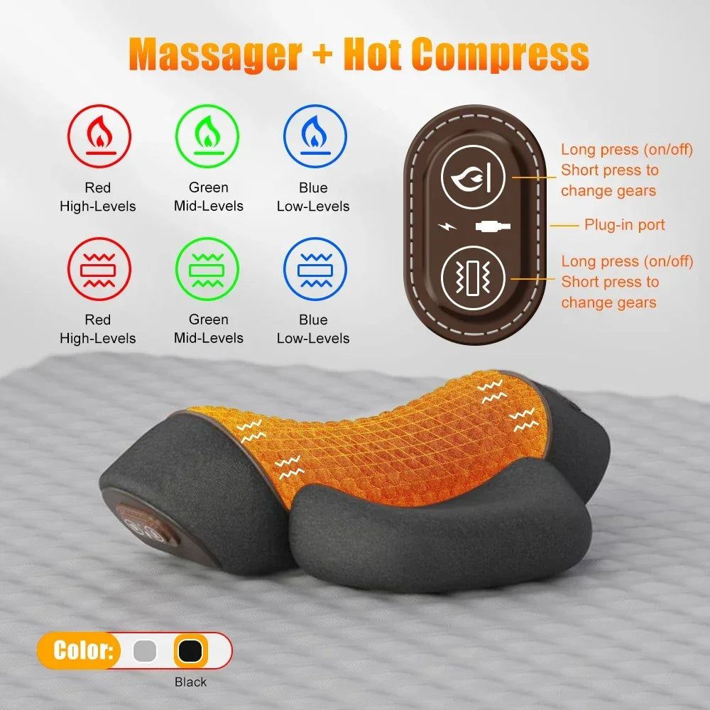 Electric Neck Massager Pillow with Heat & Vibration